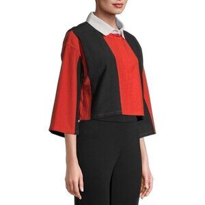 PSK Collective Women's Authentic‎ Crop Rugby Jersey Striped Sports Black Top